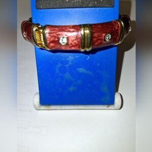 Red and Gold Bracelet with Rhinestones